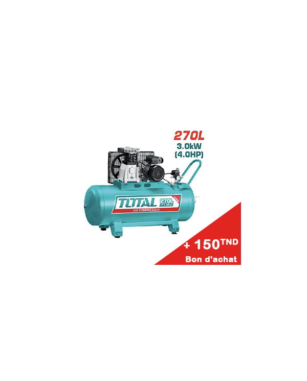 COMPRESSEUR TOTAL 270L 220V 4CV TC1403002E + Bon d'achat 150TND