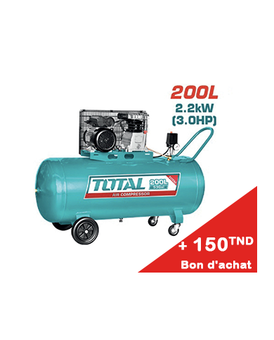 COMPRESSEUR TOTAL 200L 3CV 380V TC1302002E + Bon d'achat 150TND