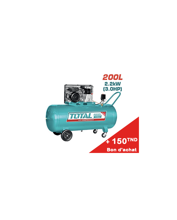 COMPRESSEUR TOTAL 200L 3CV 380V TC1302002E + Bon d'achat 150TND