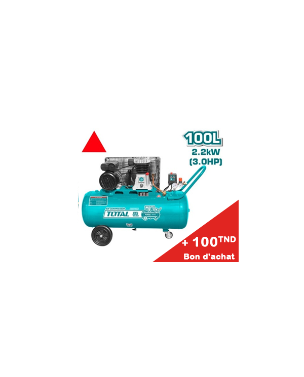COMPRESSEUR 100L 220V 3CV TC1301006E + Bon d'achat 100TND