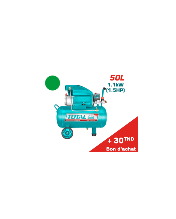 COMPRESSEUR TOTAL 050L 220V 2CV TC255061E + Bon d'achat 30TND