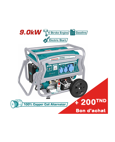 GROUPE ELECTROGENE GASOLINE 9KW BATTERIE TP190006 + Bon d'achat 200TND