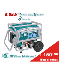 GROUPE ELECTROGENE GASOLINE TOTAL 6,5KW BATTERIE TP165006 + Bon d'achat 150TND
