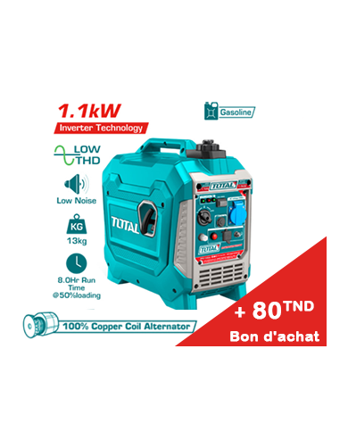 GROUPE ELECTROGENE TOTAL 1.1KW ESS INVERTER TP515006+ Bon d'achat 50TND