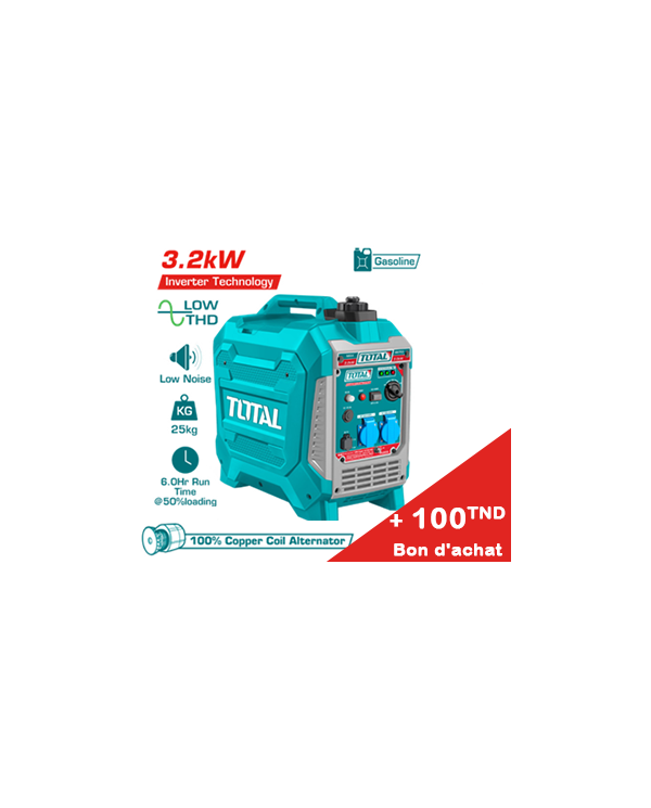 GROUPE ELECTROGENE TOTAL 3.2KW ESS INVERTER TP535006+ Bon d'achat 100TND