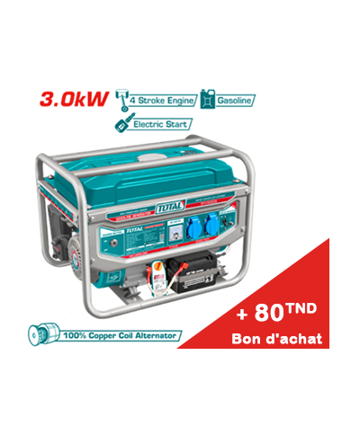 GROUPE ELECTROGENE TOTAL 3KW ESS A/B TP130005-1+ Bon d'achat 80TND