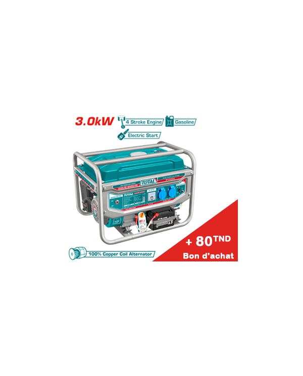 GROUPE ELECTROGENE TOTAL 3KW ESS A/B TP130005-1+ Bon d'achat 80TND