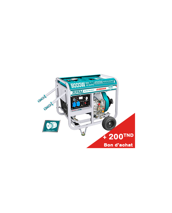 GROUPE ELECTROGENE TOTAL 5KW DIESEL BATTERIE TP450001+ Bon d'achat 200TND
