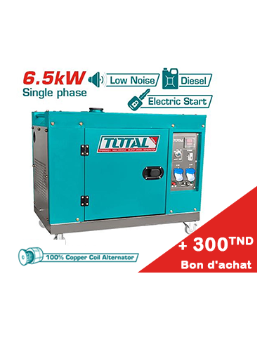 GROUPE ELECTROGENE TOTAL 6,5KW DIESEL A/B TP265001 + Bon d'achat 300TND