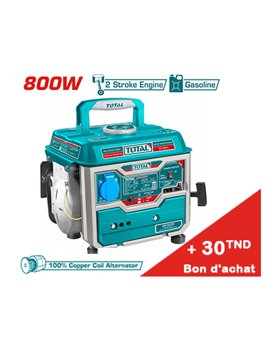 GROUPE GENERATEUR ESSENCE TOTAL 0,8KW LANCEUR TP18001+ Bon d'achat 30TND