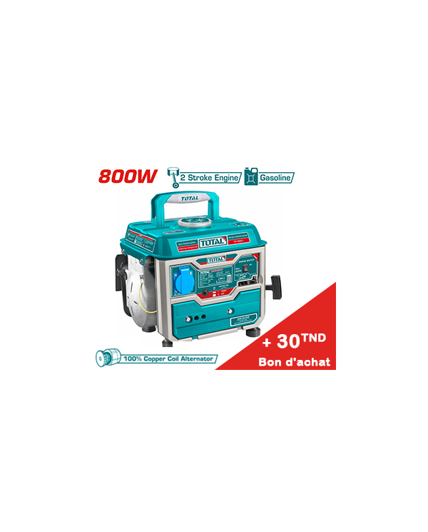 GROUPE GENERATEUR ESSENCE TOTAL 0,8KW LANCEUR TP18001+ Bon d'achat 30TND