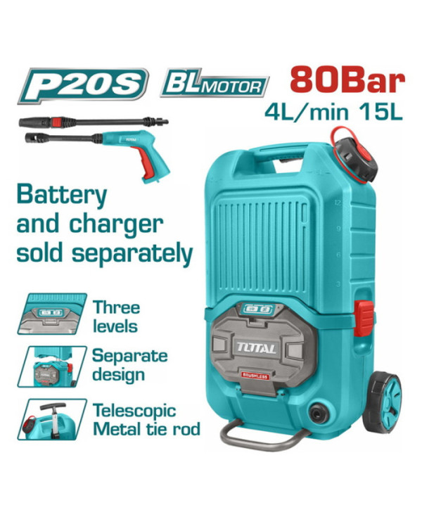 NETTOYEUR HP 80BAR 20V 2.4AH S/BAT TPWLI4006