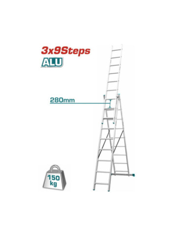 ESCALIER PROFESSIONNEL 3X9 EN ALUMINIUM THLAD03391