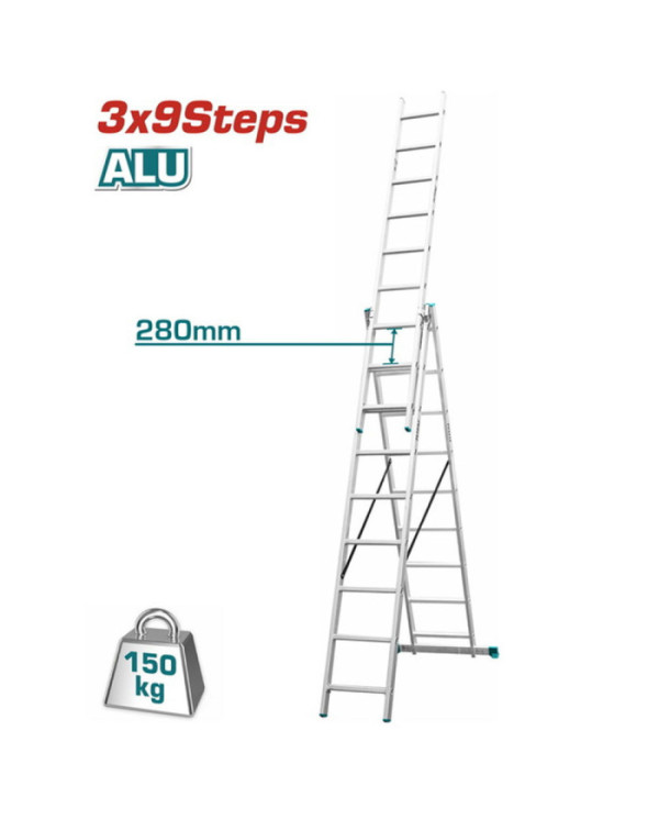 ESCALIER PROFESSIONNEL 3X9 EN ALUMINIUM THLAD03391