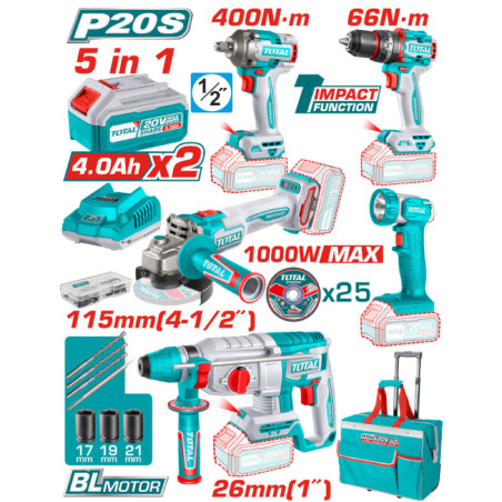 KIT OUTILLAGES ELECTRO-PORTATIF 2.4AH/CH TCKLI2059
